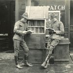 American soldiers in Paris just after the armistice of World War I. The American Library in Paris was a continuation of the work of the Library War Service, which ALA created in 1917 to supply reading materials to US servicemembers stationed in Europe during the war.