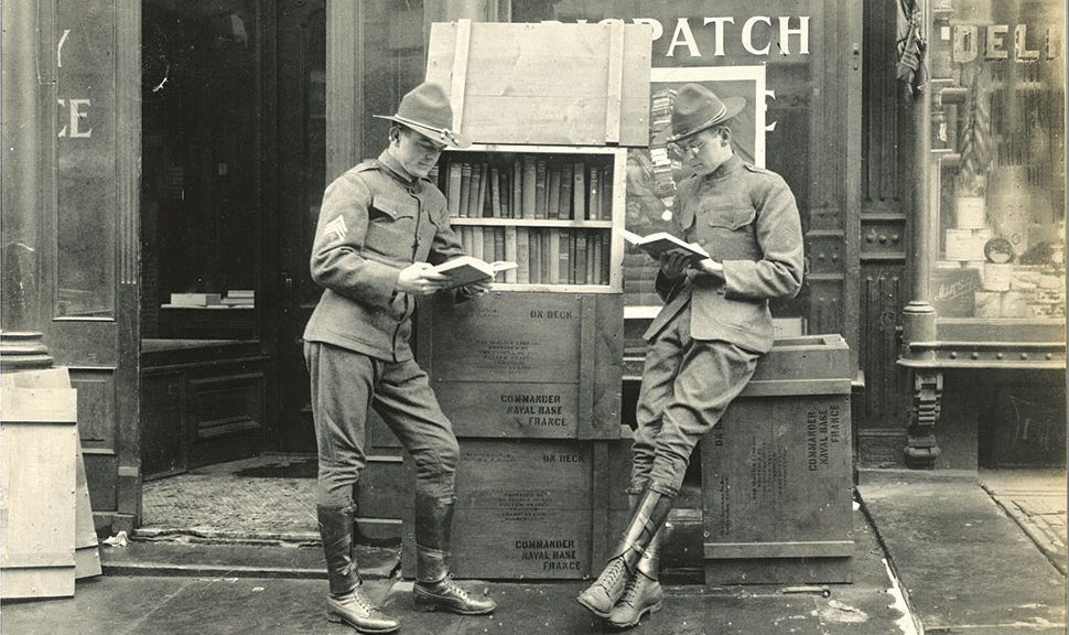 American soldiers in Paris just after the armistice of World War I. The American Library in Paris was a continuation of the work of the Library War Service, which ALA created in 1917 to supply reading materials to US servicemembers stationed in Europe during the war.