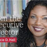 Photo of ALA Executive Director Tracie D. Hall. Text says "From the Executive Director by Tracie D. Hall"