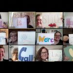 Staffers at Chicago Ridge (Ill.) Public Library, which closed its doors March 16 because of COVID-19, advertise the library's remote-reference services in a group Zoom call.. Photo: Chicago Ridge (Ill.) Public Library