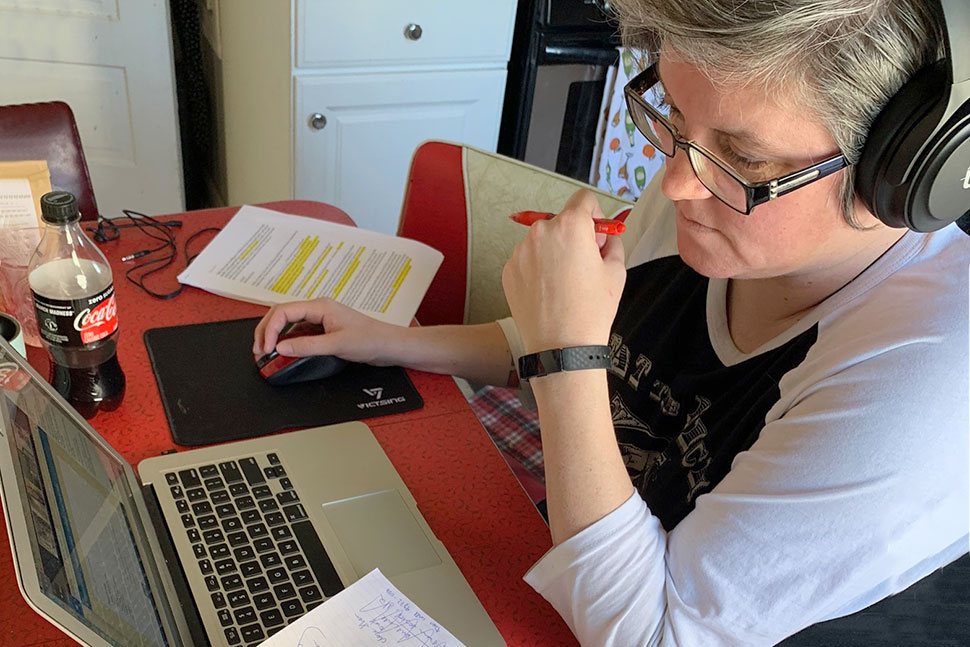 Lisa Fagundes, adult services librarian at San Francisco Public Library's Main Library, doing contact tracing work. Photo: Lisa Fagundes