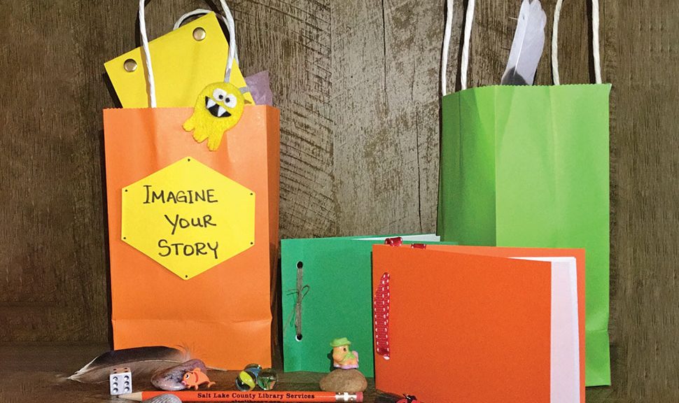 Salt Lake County (Utah) Library’s story sacks contain a blank book, a pencil, and other materials that serve as prompts to inspire storytelling. Photo: Melodie Kraft Ashley