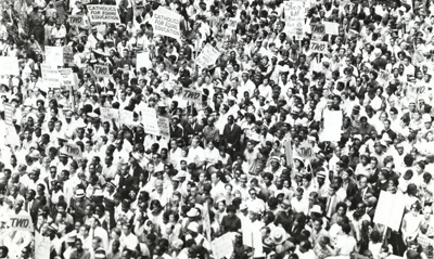 Image: Chicago Rally, date unknown. From the Chicago Urban League Photos collection, the University of Illinois at Chicago Special Collections and Archives.