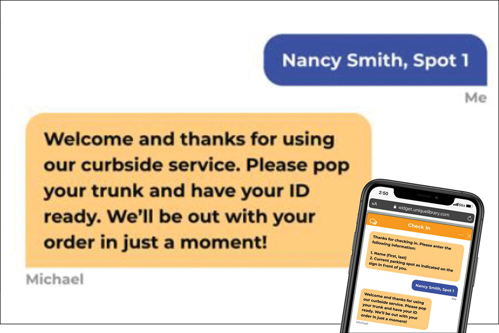 Staff (top) and patron views of Curbside Communicator.