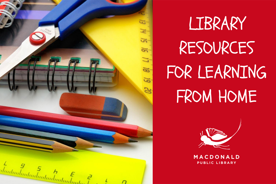 Library resources for learning at home, from MacDonald Public Library in New Baltimore, Michigan