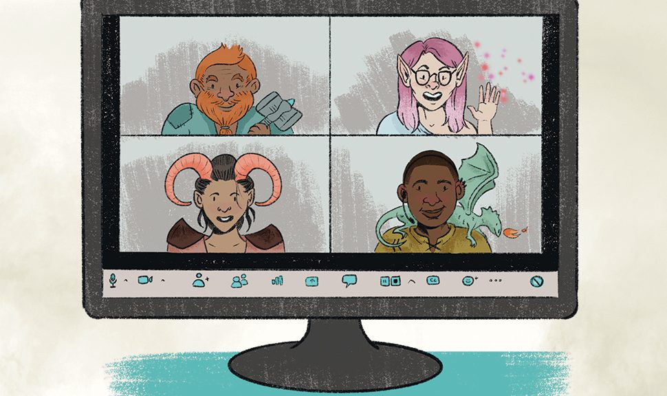 Illustration: Screenshot of gamers in costume playing Dungeons and Dragons (Illustration: Katie Wheeler)