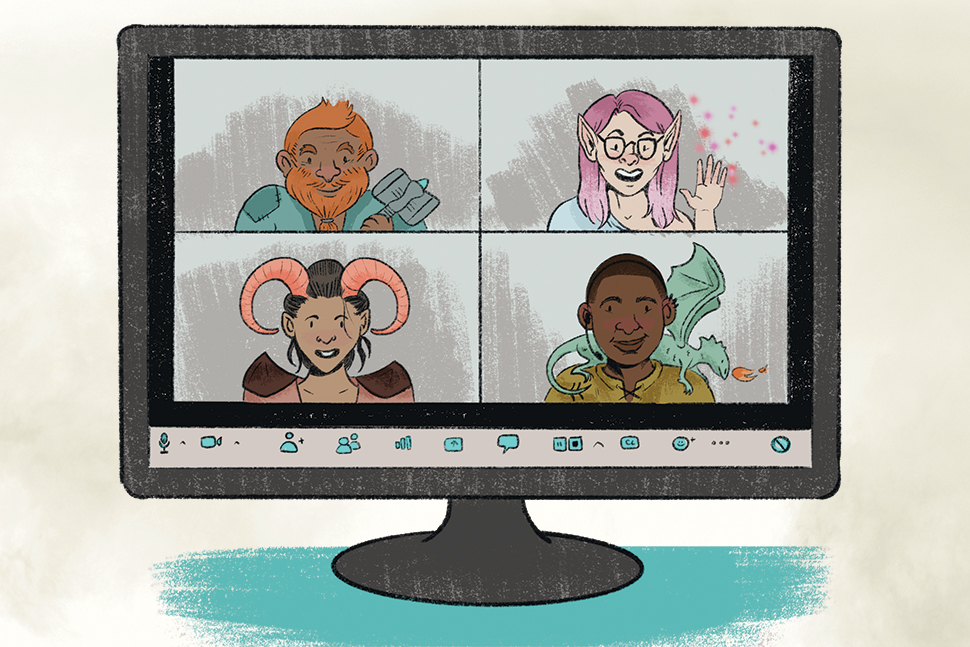 Illustration: Screenshot of gamers in costume playing Dungeons and Dragons (Illustration: Katie Wheeler)
