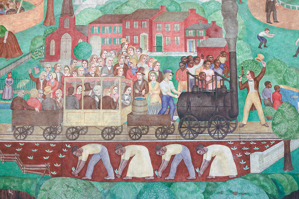 University of Kentucky in Lexington is attempting to remove a 1934 mural by artist Ann Rice O’Hanlon (detail shown here). Photo: Mark Cornelison