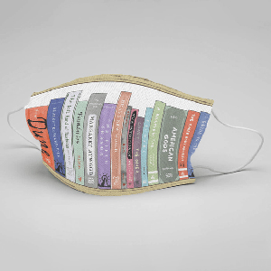 Fabric face mask with sci-fi classics printed on it