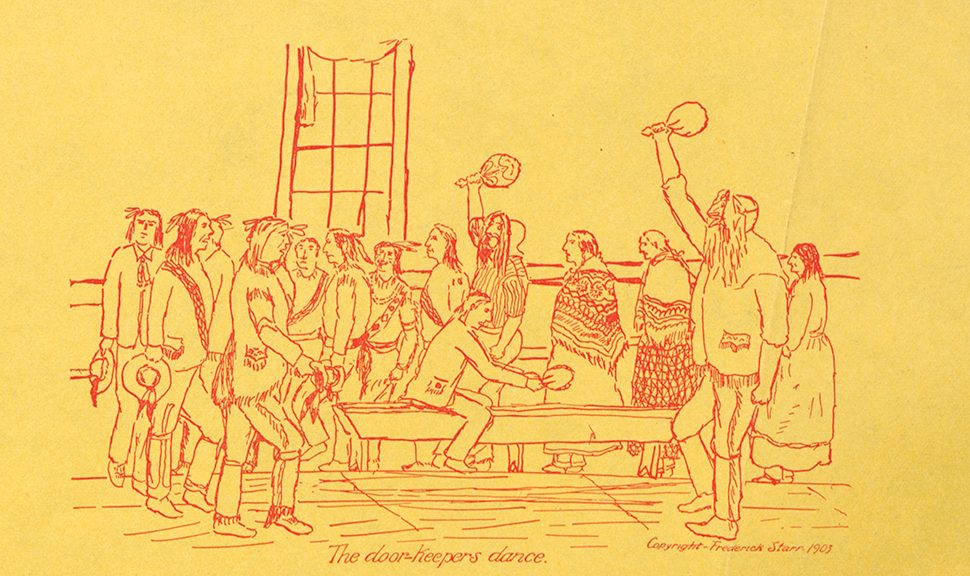 A drawing of Iroquois games and dances by Jesse Cornplanter resides in Amherst (Mass.) College’s collection of Indigenous materials.