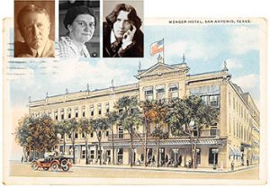 O. Henry, Frances Parkinson Keyes, and Oscar Wilde (left to right) were guests at the Menger Hotel.