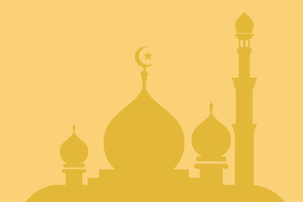 Silhouette of mosque on gold background (Illustration: green2/AdobeStock)