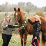 From left: Molly Watson, youth services librarian at Cynthiana-Harrison County (Ky.) Public Library; Hank the Horse; and Hank's owner Tammi Regan of Equinox Stables.