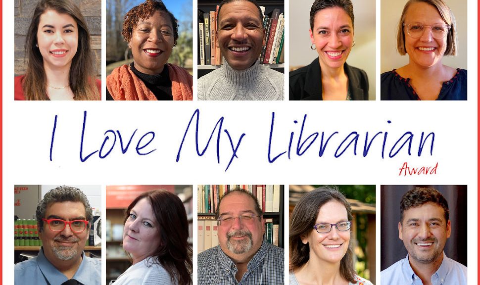 Composite of headshots of the 2022 I Love My Librarian honorees