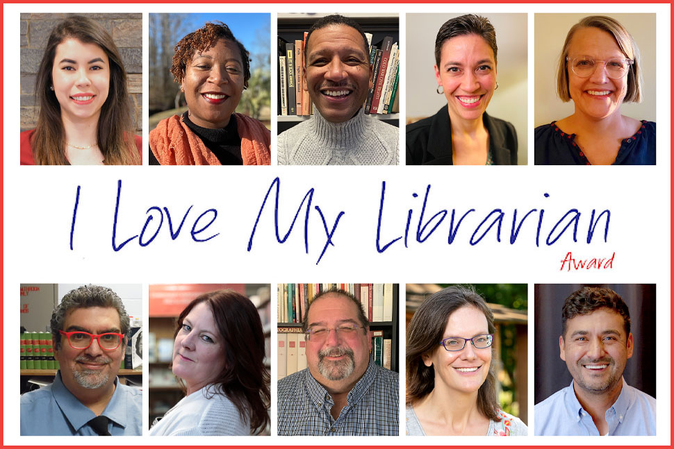 Composite of headshots of the 2022 I Love My Librarian honorees