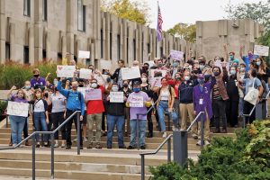 Northwestern library workers assemble on campus