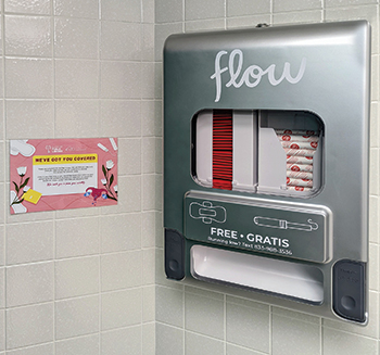 Aunt Flow period product dispenser and signage 