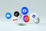 Logos of various social media sites on buttons