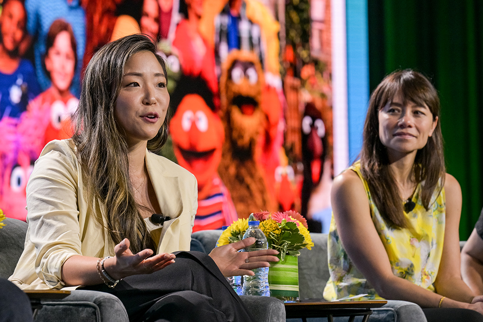 Jane Park (left) and Christina Soontornvat appear as part of the American Library Association (ALA) President's Program at ALA's Annual Conference and Exhibition in Washington, D.C., on June 26. Photo: EPNAC