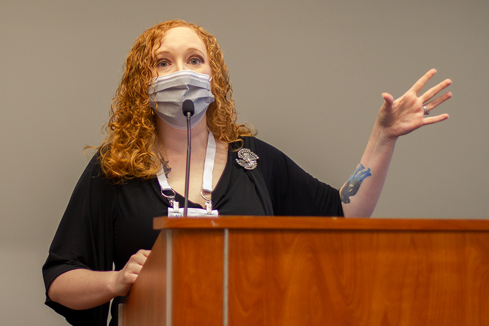 Brooke Windsor⁠, teen services librarian at Stratford Public Library (SPL) in Ontario⁠, speaks at "Outside and Around Town: The Magic of Harry Potter and the Stratford Adventure” at the 2022 American Library Association Annual Conference and Exhibition in Washington, D.C.