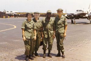 Four members of the US Army on an airfield