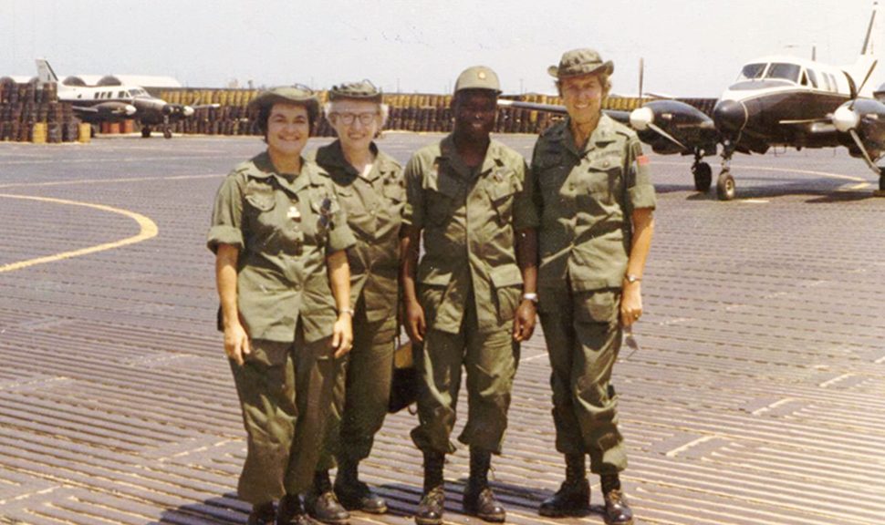 Four members of the US Army on an airfield