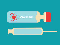 Illustration of a COVID-10 vaccine and a syringe