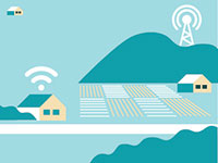 Illustration of broadband in a rural setting