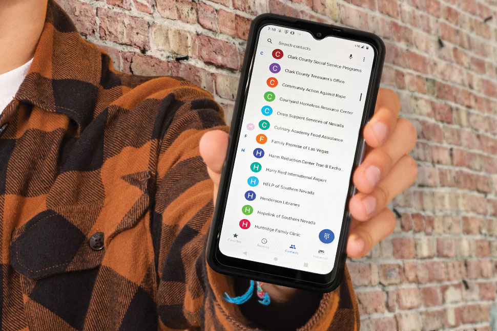 A close-up of the cell phones provided through the Las Vegas-Clark County Library District's Cellphone Lending Program