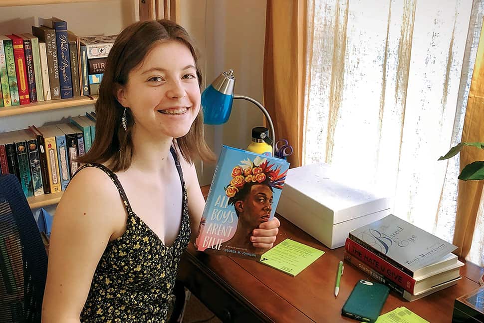 Photo of Ava Kirtley, who raised money to purchase books from frequently banned lists and gave them away to teens in Walla Walla, Washington.