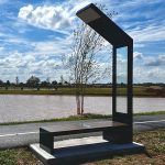 A photo of one of the Wi-Fi-enabled benches installed by the Pioneer Library System in Oklahoma