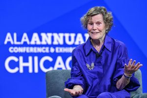 Judy Blume at the Opening Session of the American Library Association's 2023 Annual Conference and Exhibition in Chicago on June 23.