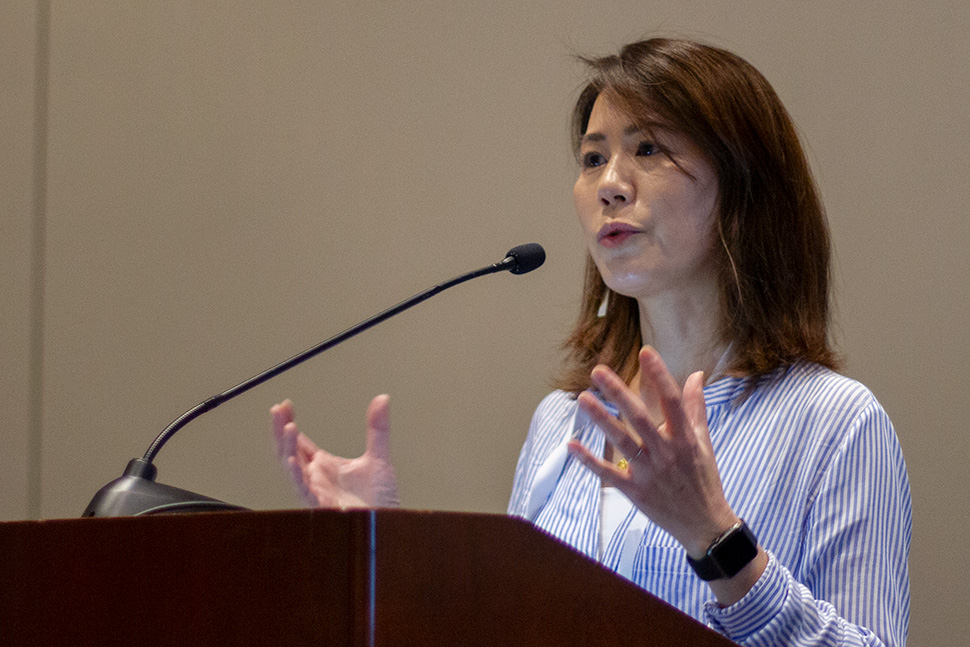 Vivienne Byrd, librarian and lead of the Full STEAM Ahead & Citizen Science Initiative at Los Angeles Public Library, speaks during the "Cloud Watching for NASA" session at the 2023 American Library Association Annual Conference June 26.