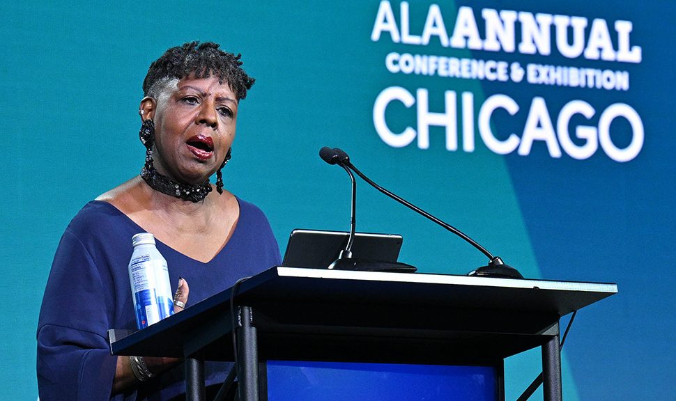 Children’s book author and poet Nikki Grimes at the American Library Association’s 2023 Annual Conference and Exhibition on June 24.