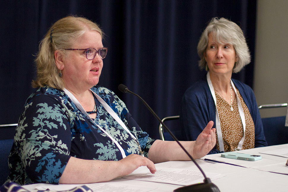 Stacey Goddard, public services manager at Spokane County (Wash.) Library District, and Lori Hench, adult and community engagement specialist at Baltimore County (Md.) Public Library, present at “Creating Opportunities to Shop Small: Two Approaches for Public Libraries,” a June 25 session at the American Library Association’s 2023 Annual Conference and Exhibition in Chicago.