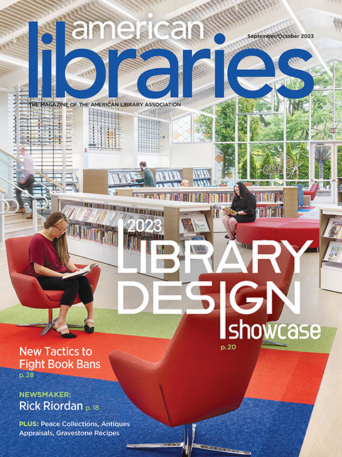 September/October 2023 cover image: 2023 Library Design showcase featuring the interior of Middle Country Public Library in Centereach, New York
