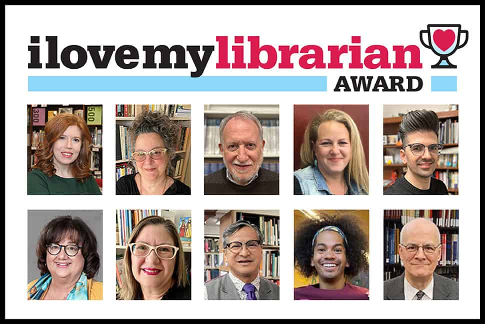A collection of headshots of the 2024 I Love My Librarian Award Honorees