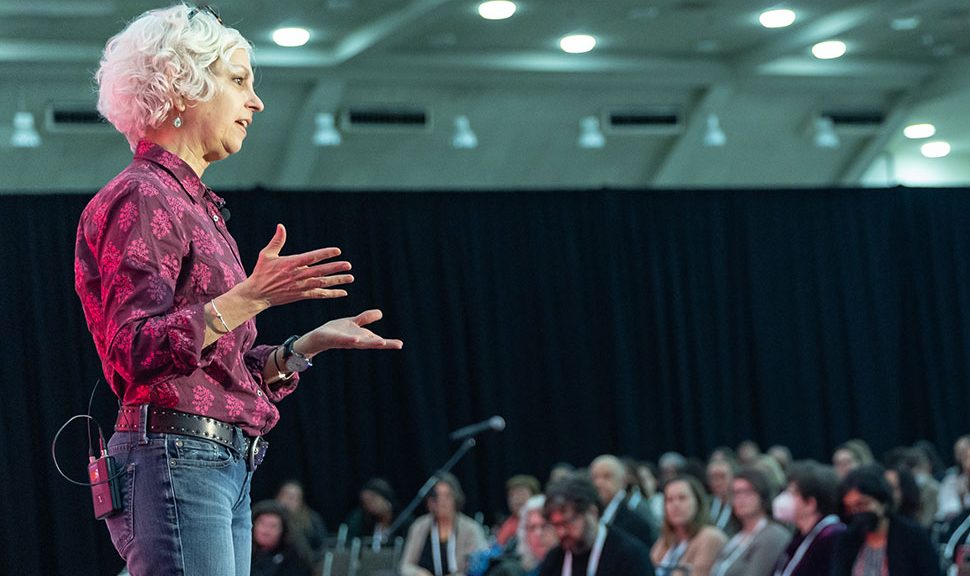 Children’s book author and two-time Newbery Medal recipient Kate DiCamillo speaks at ALA’s 2024 LibLearnX conference in Baltimore.