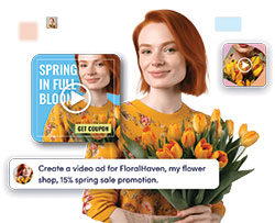 A frame from a video ad for a flower shop created by Lucas AI Video Creator