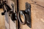 Old-fashioned wooden door latch