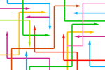 multi-colored arrows traveling in various directions