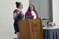 Allison Frick (left), lower school STEAM librarian, and Sara DeSabato, first grade teacher at Friends Select School in Philadelphia, present “Let's Talk About Sex: Gender and Sexuality Education in Elementary School Using Age Congruent Literature"