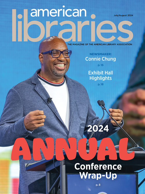 Cover of American Libraries magazine with a photo of Kwame Alexander
