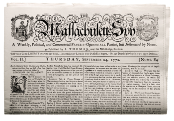 Copy of an edition of the Massachusetts Spy