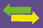 large arrows pointing in opposite directions, symbolizing a decision point