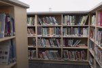 Renovated Mona Elementary School library, in a screencap from a KSL-TV video