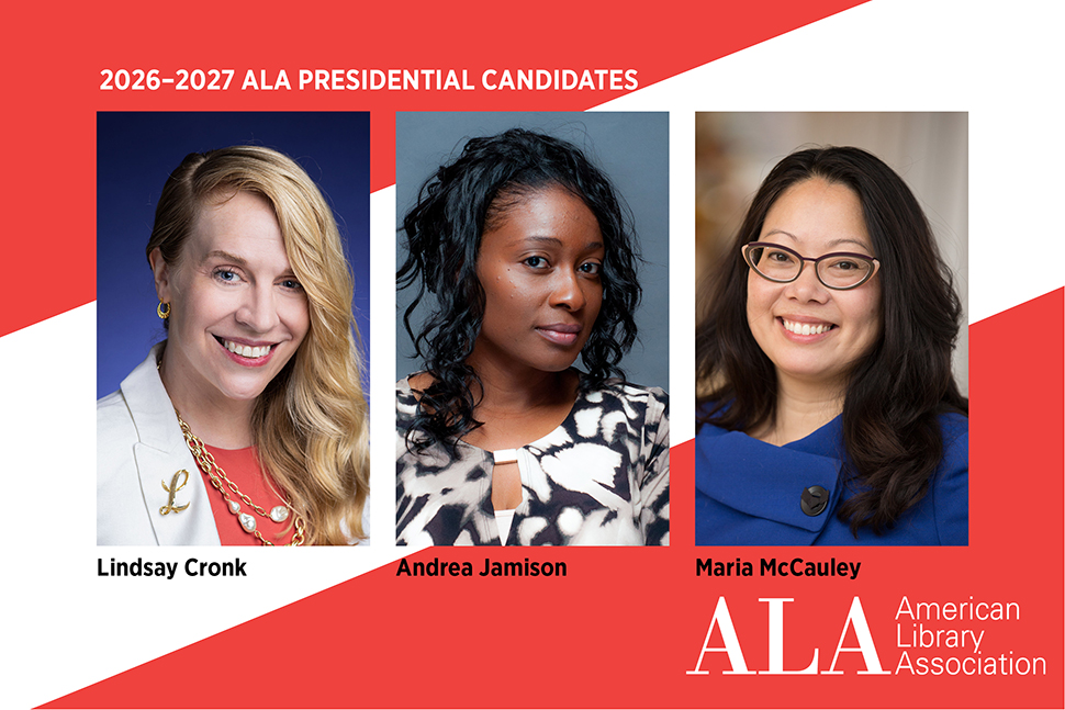 Headshots of candidates for 2026-27 ALA president candidates