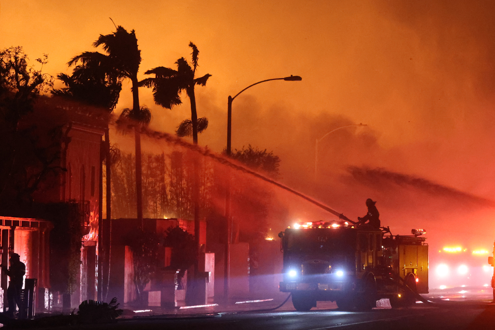 Firefighters in Pacific Palisades, California.