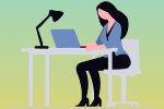 Illustration of a woman working at a computer