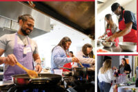 Three photos depicting students cooking at Edible Alphabet, a program of Free Library of Philadelphia's Culinary Literacy Center.